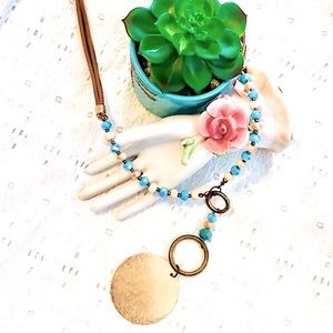 NWOT Boho Turquoise Gold "Y" Necklace